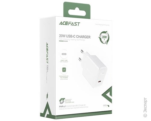Зарядное устройство сетевое Acefast A1 USB-C PD 20W White. Изображение 3.