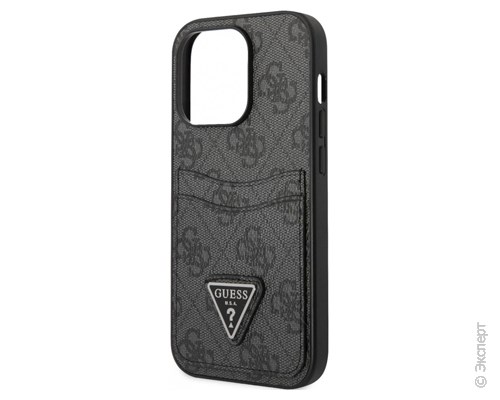 Панель-накладка Guess PU 4G Double Cardslot Metal Logo Hard Black для iPhone 14 Pro Max. Изображение 1.