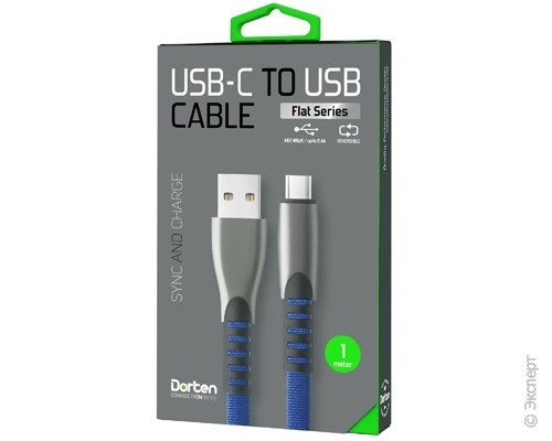 Кабель USB Dorten USB Type-C to USB Cable Flat Series 1 м Blue. Изображение 8.