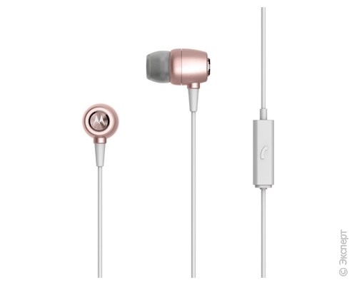 Наушники с микрофоном Motorola Metal Earbuds In-Ear Headphones Rose Gold. Изображение 1.