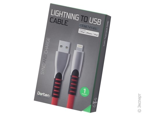 Кабель USB Dorten Lightning to USB Cable Flat Series 1 м Red. Изображение 1.