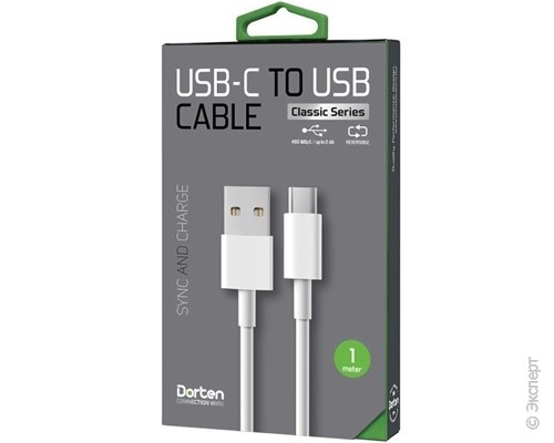 Кабель USB Dorten USB-C to USB Cable Classic Series 1 м White. Изображение 2.