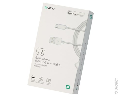 Кабель USB ONEXT micro USB - USB-A 1,2 м White. Изображение 1.