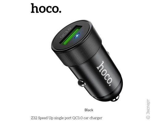 Зарядное устройство USB автомобильное HOCO Z32 Speed Up 18W Black. Изображение 1.