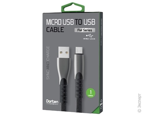Кабель USB Dorten Micro USB to USB Cable Flat Series 1 м Black. Изображение 8.