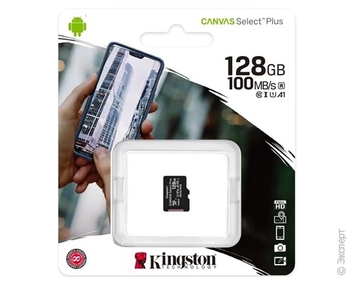 Карта памяти Kingston MicroSD Canvas Select Plus 128Gb. Изображение 1.