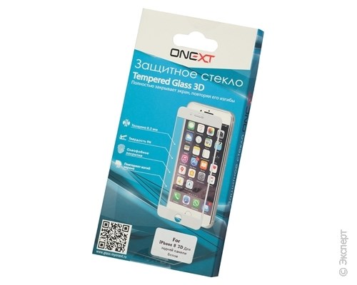 Стекло защитное на заднюю панель ONEXT для Apple iPhone 8 3D White. Изображение 1.