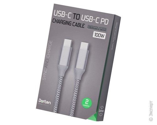 Кабель USB Dorten USB-C to USB-C PD Charging Cable Tetron Series 2 м Silver. Изображение 1.