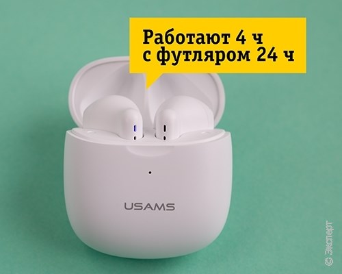 Беспроводные наушники с микрофоном USAMS IA04 Earbuds BHUIA02 White. Изображение 6.