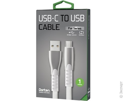 Кабель USB Dorten USB Type-C to USB Cable Flat Series 1 м White. Изображение 3.