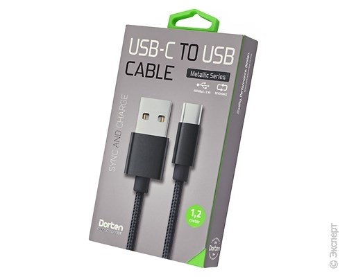Кабель USB Dorten USB-C to USB Cable Metallic Series 1,2 м Black. Изображение 1.