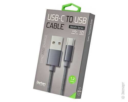Кабель USB Dorten USB-C to USB Cable Metallic Series 1,2 м Dark Gray. Изображение 1.