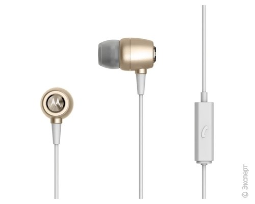 Наушники с микрофоном Motorola Metal Earbuds In-Ear Headphones Gold. Изображение 1.