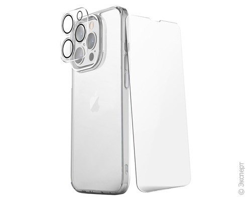 Набор: чехол + стекло защитное + стекло для камеры Uniq Bundle 360 Clear для iPhone 14 Pro. Изображение 1.
