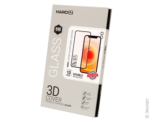 Стекло защитное Hardiz 3D Cover Premium Tempered Glass для iPhone 12 mini Black Frame. Изображение 1.