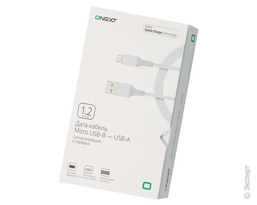 Кабель USB ONEXT micro USB - USB-A 1,2 м Silver. Изображение 1.