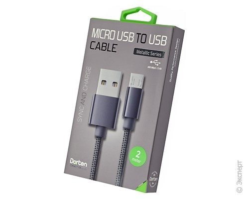 Кабель USB Dorten Micro USB to USB Cable Metallic Series 2 м Dark Gray. Изображение 1.