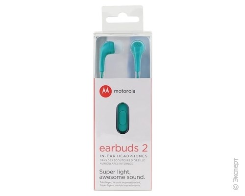 Наушники с микрофоном Motorola Earbuds 2 In-Ear Heaphones Turquoise. Изображение 1.