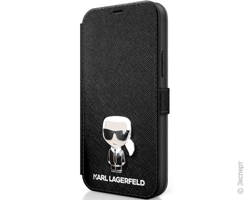 Чехол Karl Lagerfeld PU Saffiano Ikonik Karl Booktype Black для iPhone 12 Pro Max. Изображение 2.