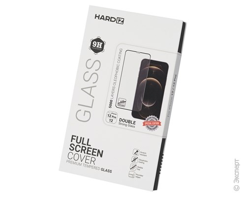 Стекло защитное Hardiz Full Screen Cover Premium Tempered Glass Black Frame для iPhone 12/12 Pro. Изображение 1.