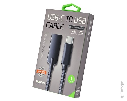 Кабель USB Dorten USB-C to USB Cable Steel Series 1 м Black. Изображение 1.