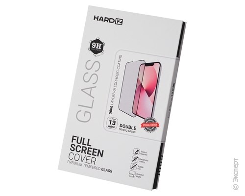 Стекло защитное Hardiz Full Screen Cover Premium Tempered Glass Black Frame для iPhone 13 mini. Изображение 1.