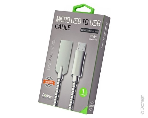 Кабель USB Dorten Micro USB to USB Cable Steel Shell Series 1 м Silver. Изображение 1.