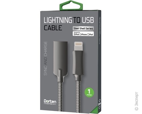Кабель USB Dorten Lightning to USB Cable Steel Shell Series 1 м Black. Изображение 8.