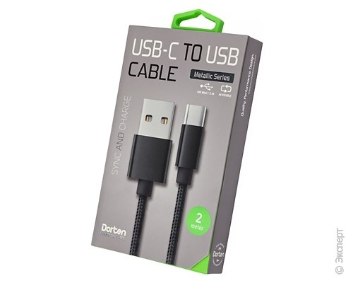 Кабель USB Dorten USB-C to USB Cable Metallic Series 2 м Black. Изображение 1.