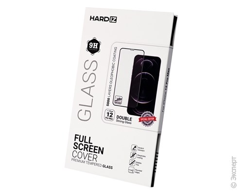 Стекло защитное Hardiz Full Screen Cover Premium Tempered Glass для iPhone 12 Pro Max Black Frame. Изображение 1.