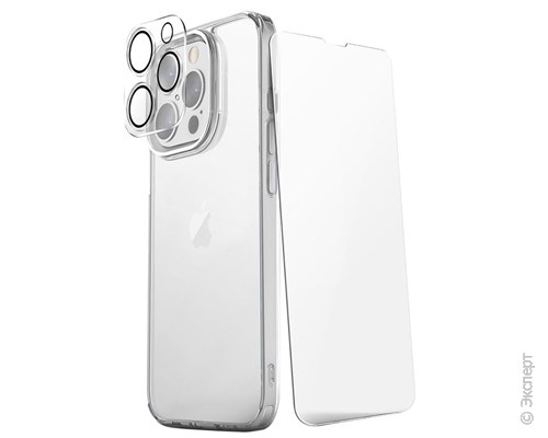 Набор: чехол + стекло защитное + стекло для камеры Uniq Bundle 360 Clear для iPhone 14 Pro Max. Изображение 2.