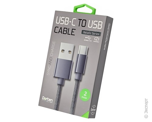 Кабель USB Dorten USB-C to USB Cable Metallic Series 2 м Dark Gray. Изображение 1.