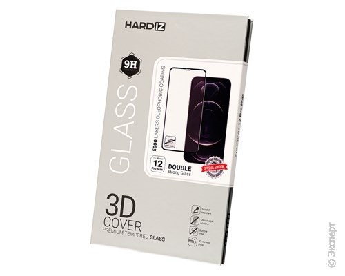 Стекло защитное Hardiz 3D Cover Premium Glass для iPhone 12 Pro Max Black Frame. Изображение 1.