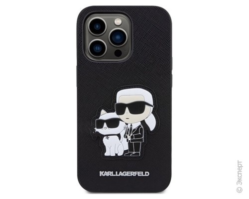 Панель-накладка Karl Lagerfeld PU Saffiano NFT Karl and Choupette Hard Black для iPhone 14 Pro Max. Изображение 1.