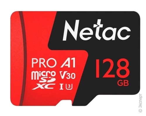 Карта памяти Netac MicroSDXC P500 Extreme Pro V30/A1/C10 128Gb + адаптер. Изображение 1.