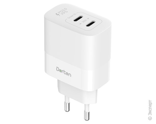 Зарядное устройство сетевое Dorten 2-Port USB Smart ID Power Adapter: PD3.0/PPS 35W 6A White. Изображение 1.