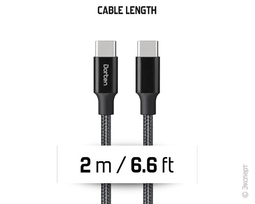 Кабель USB Dorten USB-C to USB-C PD Charging Cable Metallic Series 2m Black. Изображение 7.