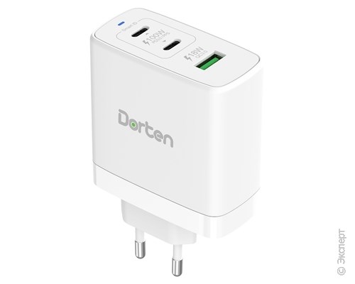 Зарядное устройство сетевое Dorten 100W GaN QC+2USB-C/PD White. Изображение 1.