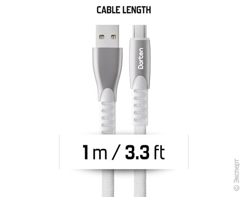 Кабель USB Dorten USB Type-C to USB Cable Flat Series 1 м White. Изображение 8.
