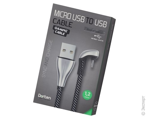 Кабель USB Dorten Micro USB to USB Cable Angled Series 360° 1,2 м Silver. Изображение 1.